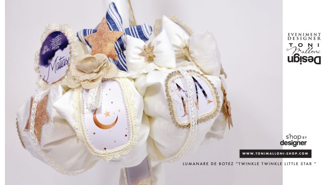 Lumanare de botez baieti personalizata, 65x4cm, Twinkle Twinkle little star  10